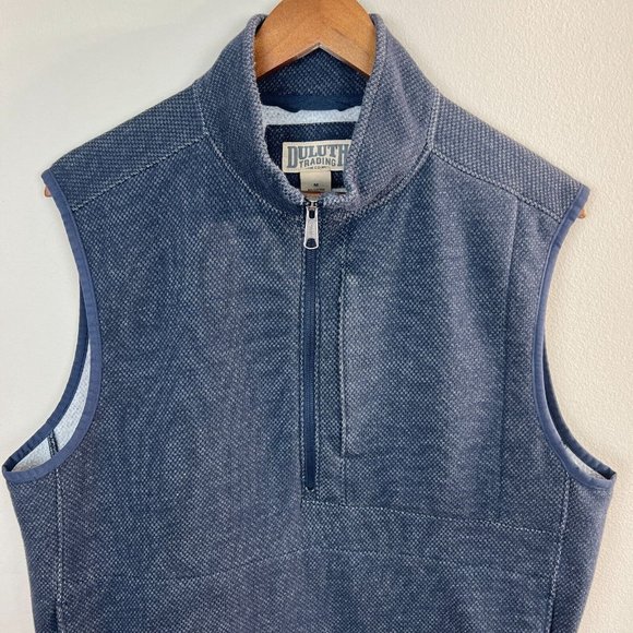 Duluth‎ Trading Co Vest Medium Mens Threshold Fleece 1/4 Zip Blue Sleeveless M - Picture 2 of 10